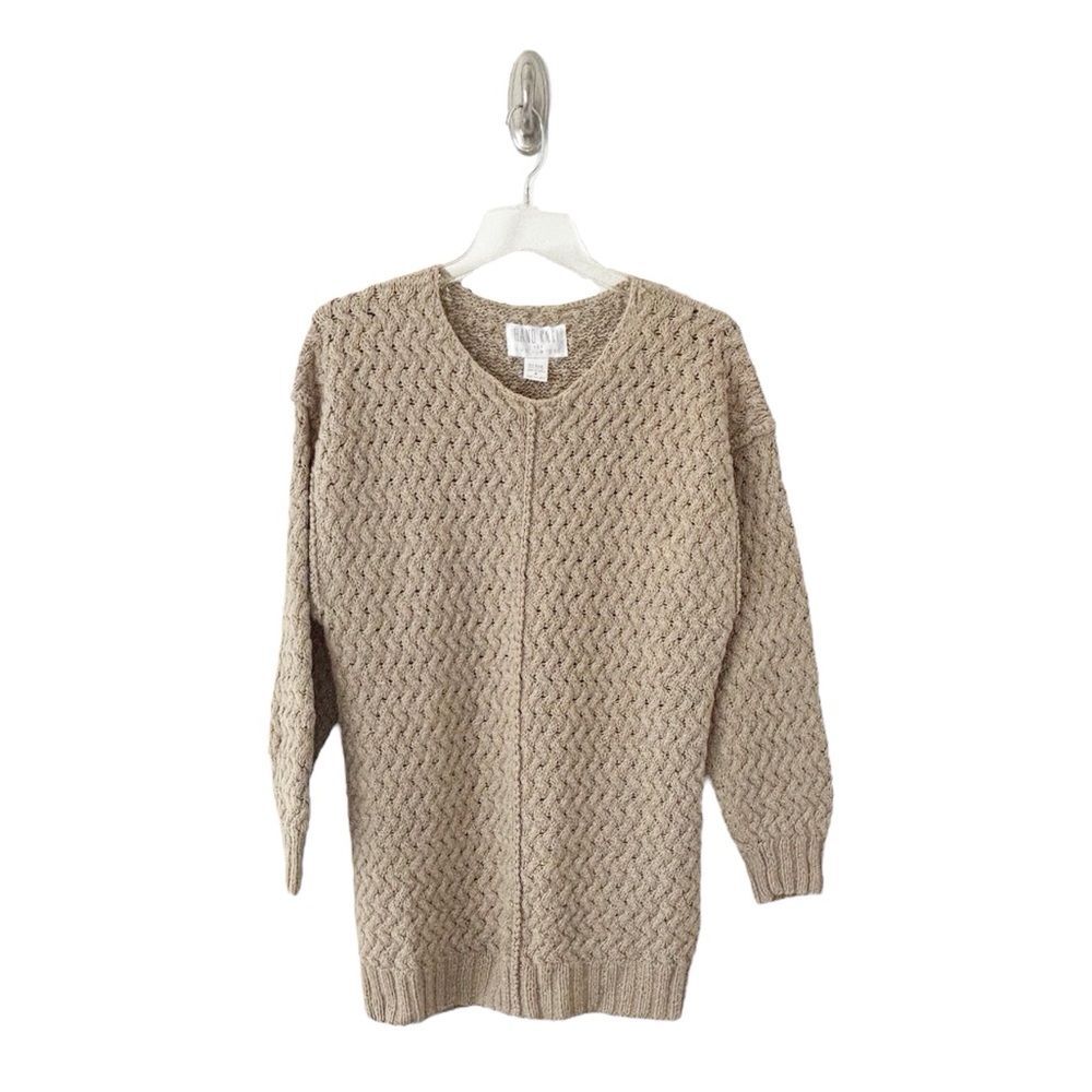 The Limited Vintage 80’s Hand Knit Oversize Cotton Rami Long Sleeve Sweater Sz M